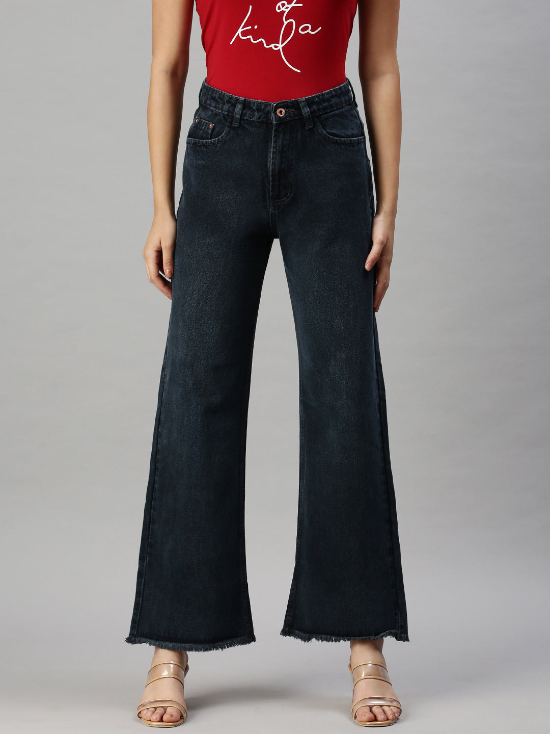 Women's Denim Grey Wide Leg Jeans