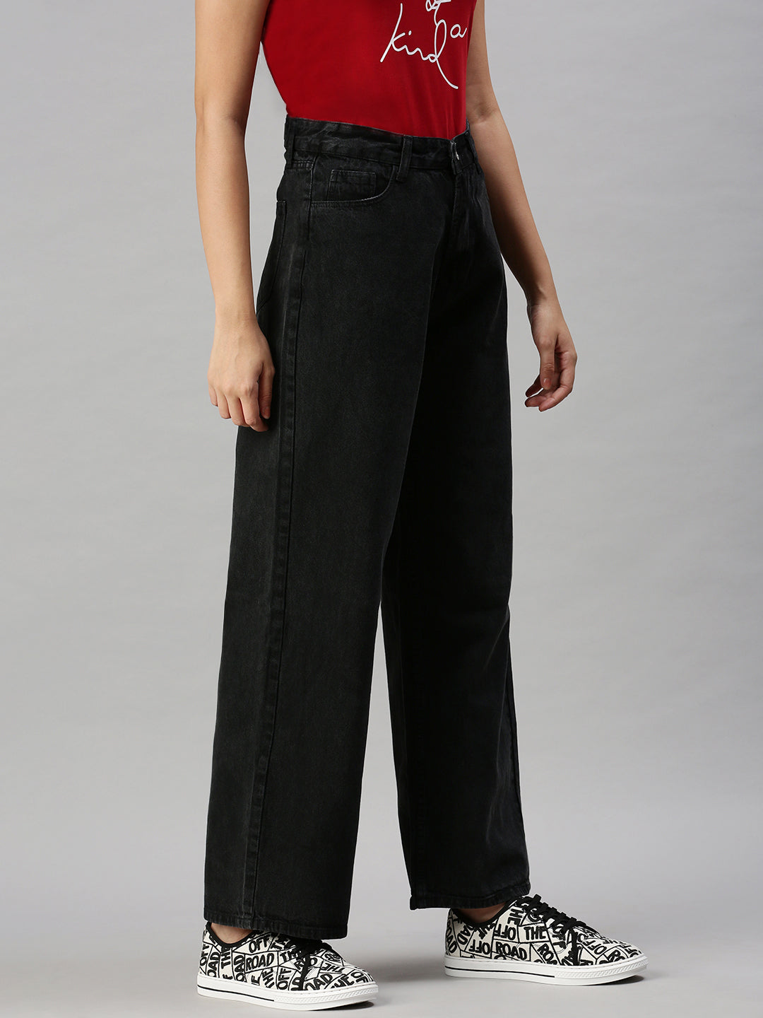 Women's Denim Black Wide Leg Jeans