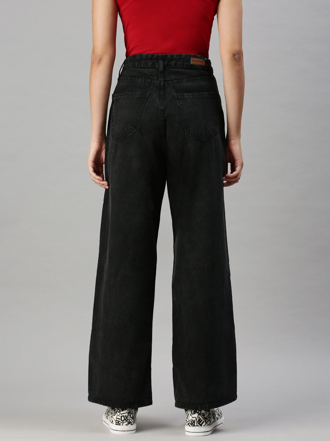 Women's Denim Black Wide Leg Jeans