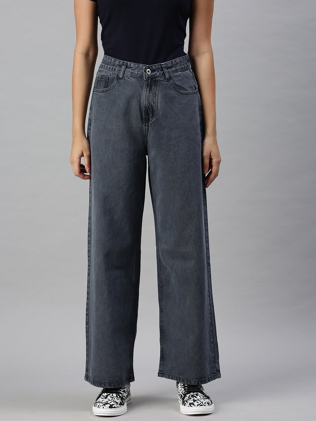 Women's Denim Blue Wide Leg Jeans