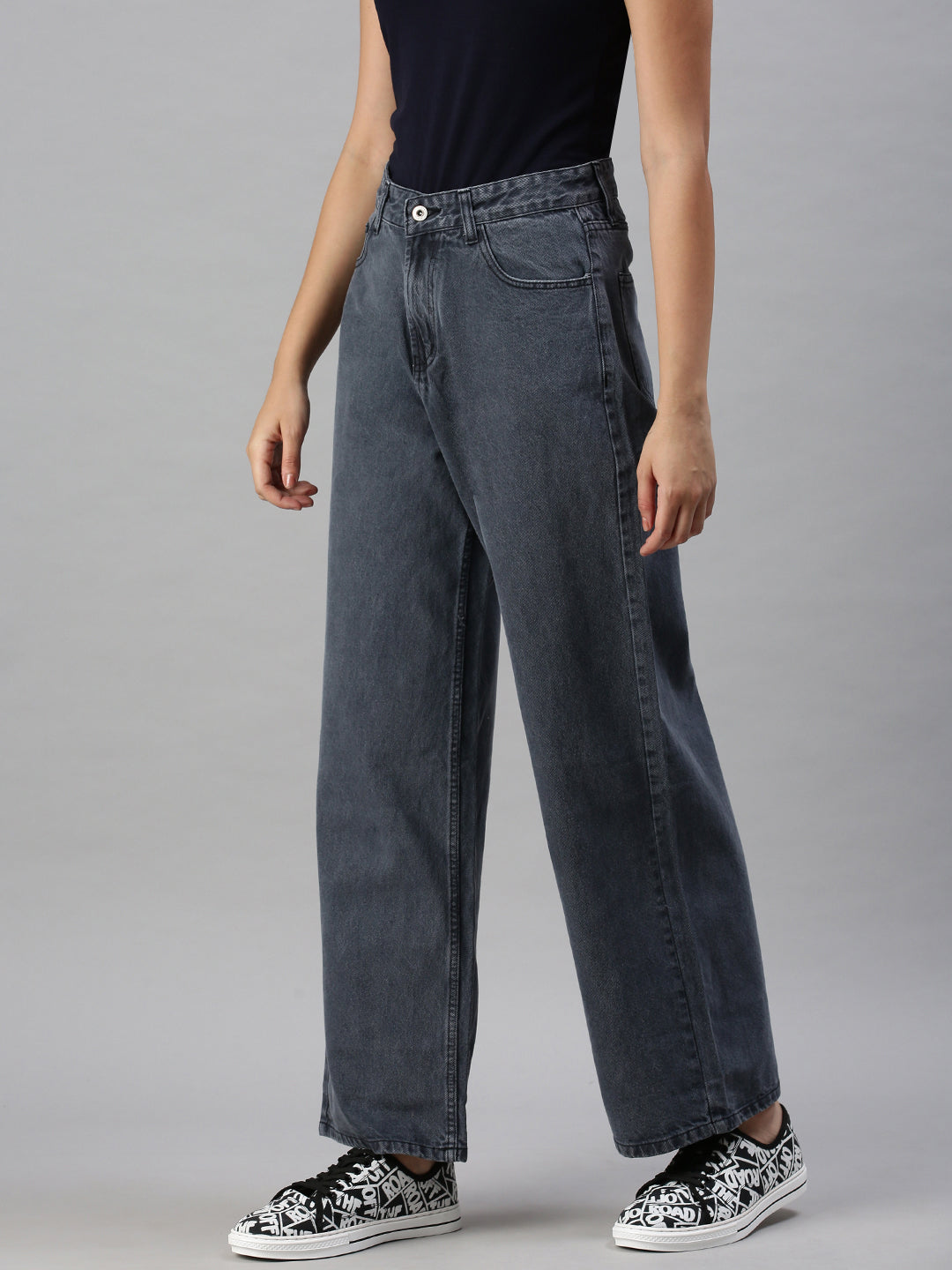 Women's Denim Blue Wide Leg Jeans