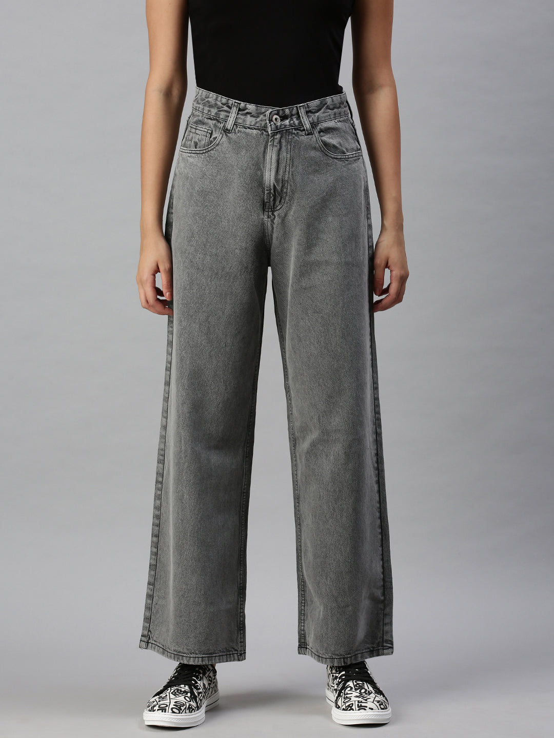 Women's Denim Wide Leg Grey Jeans