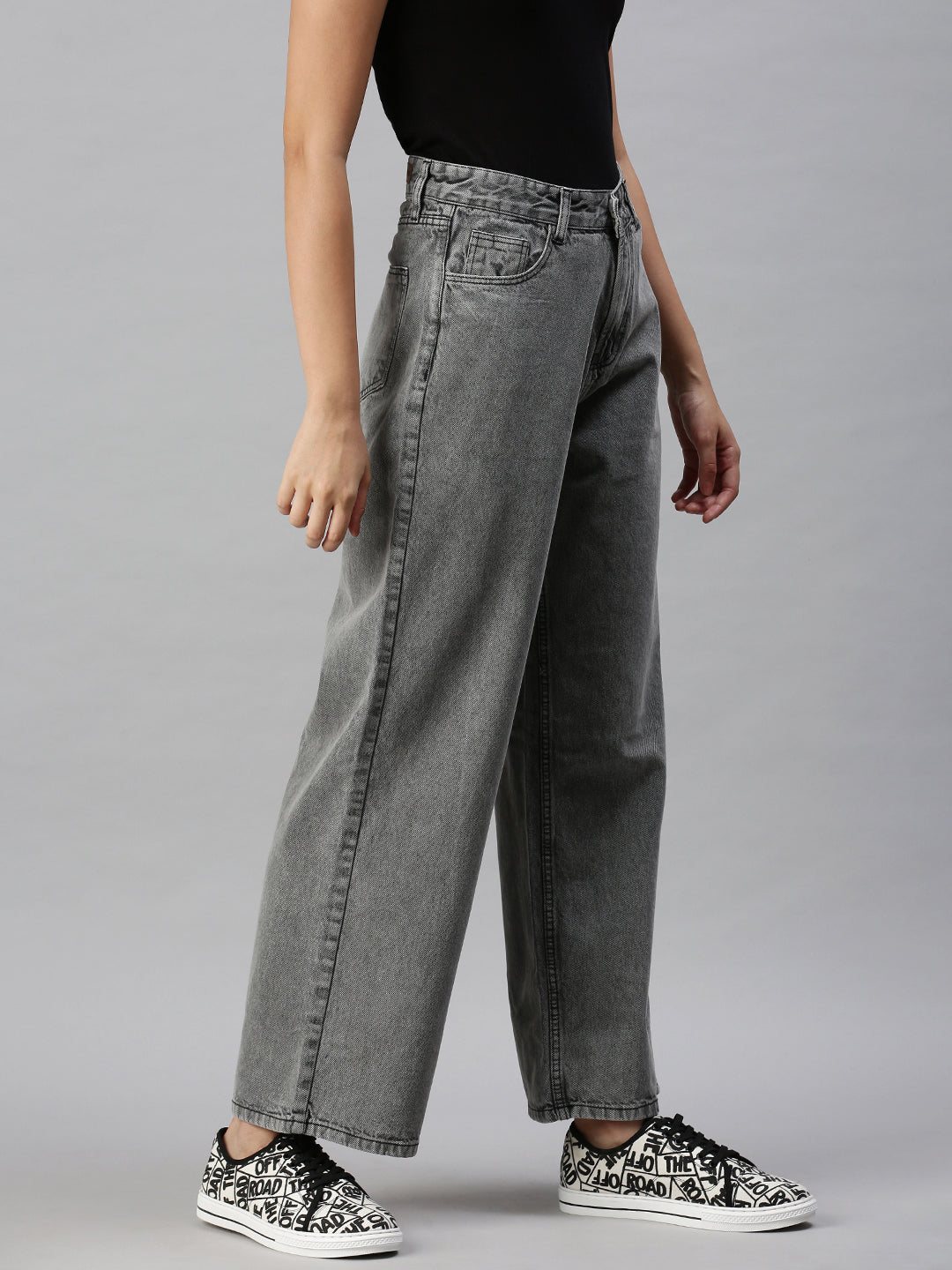 Women's Denim Wide Leg Grey Jeans