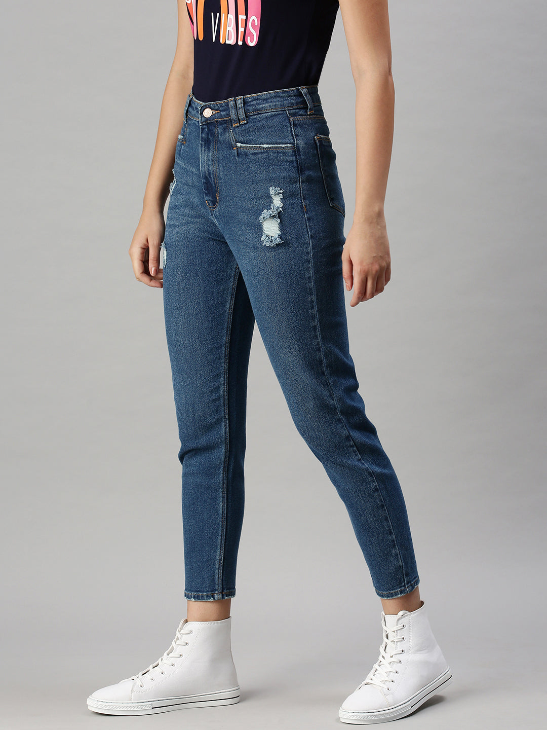 Women's Denim Mom Fit Blue Jeans