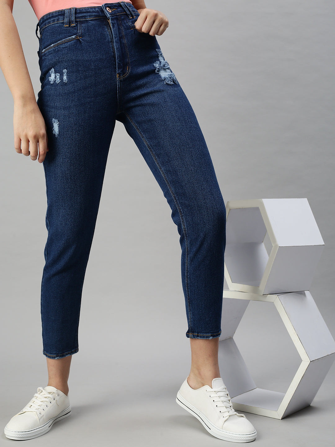 Women's Denim Navy Blue Mom Fit Jeans