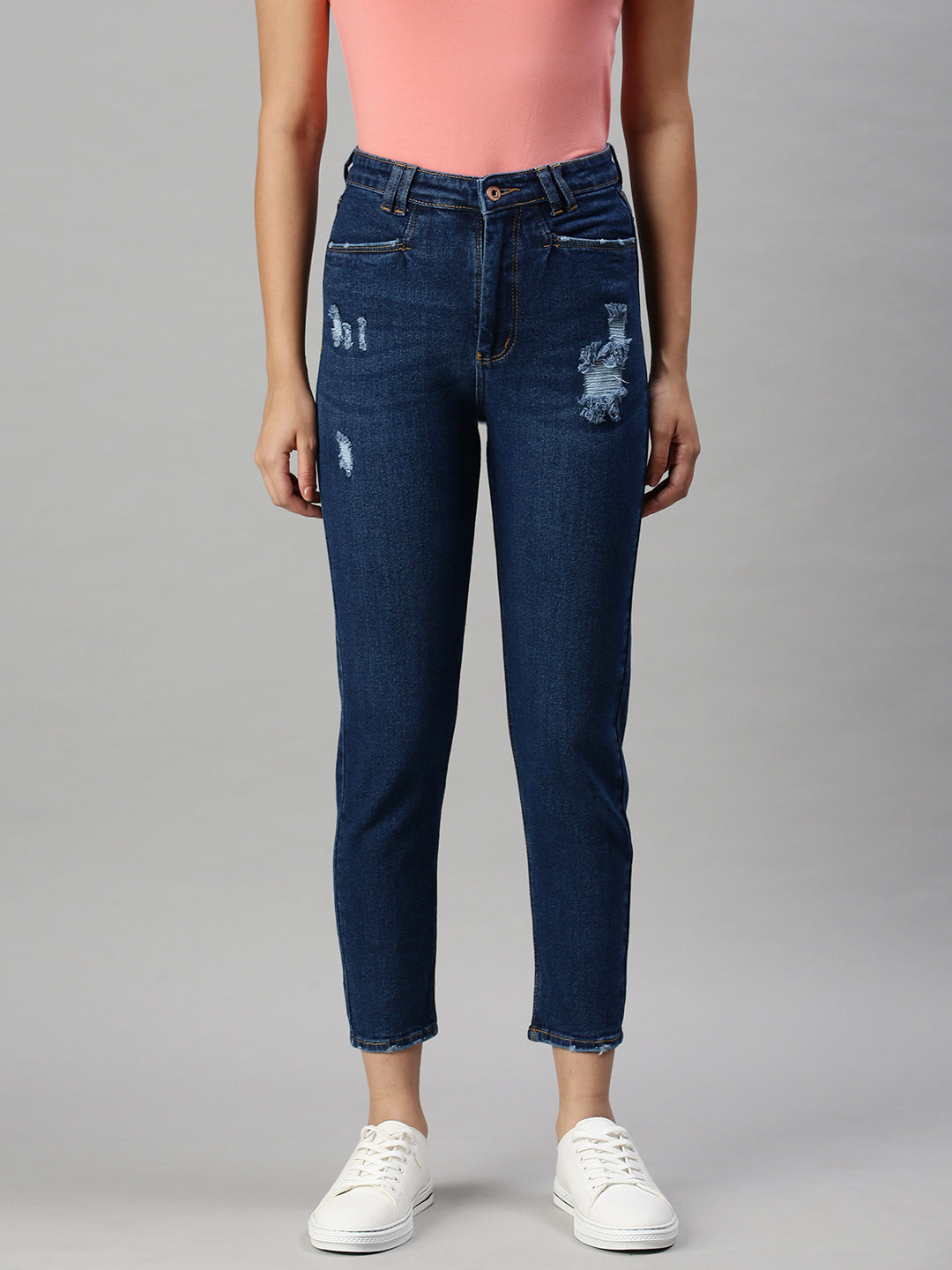 Women's Denim Navy Blue Mom Fit Jeans