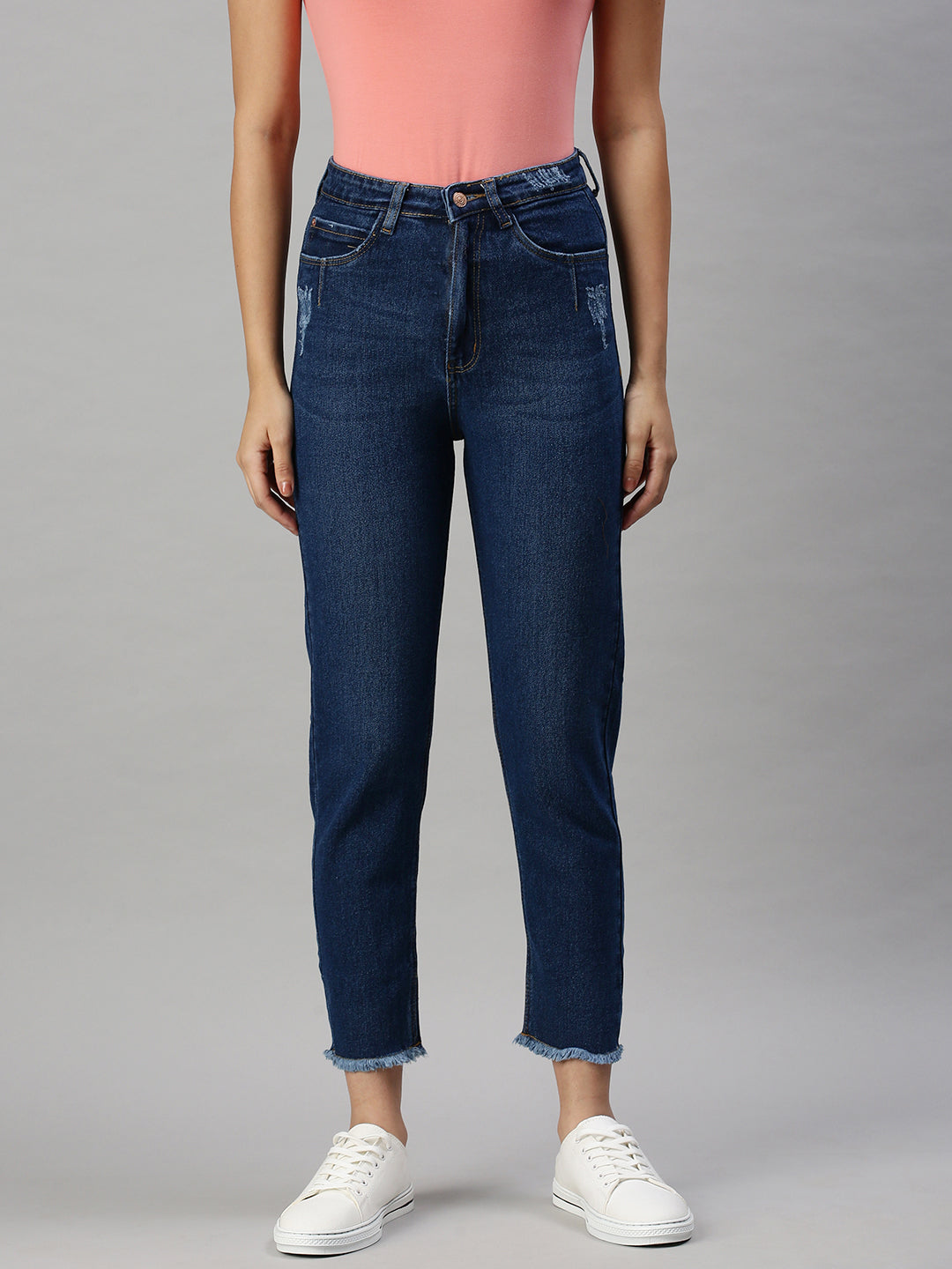 Women's Denim Mom Fit Navy Blue Jeans