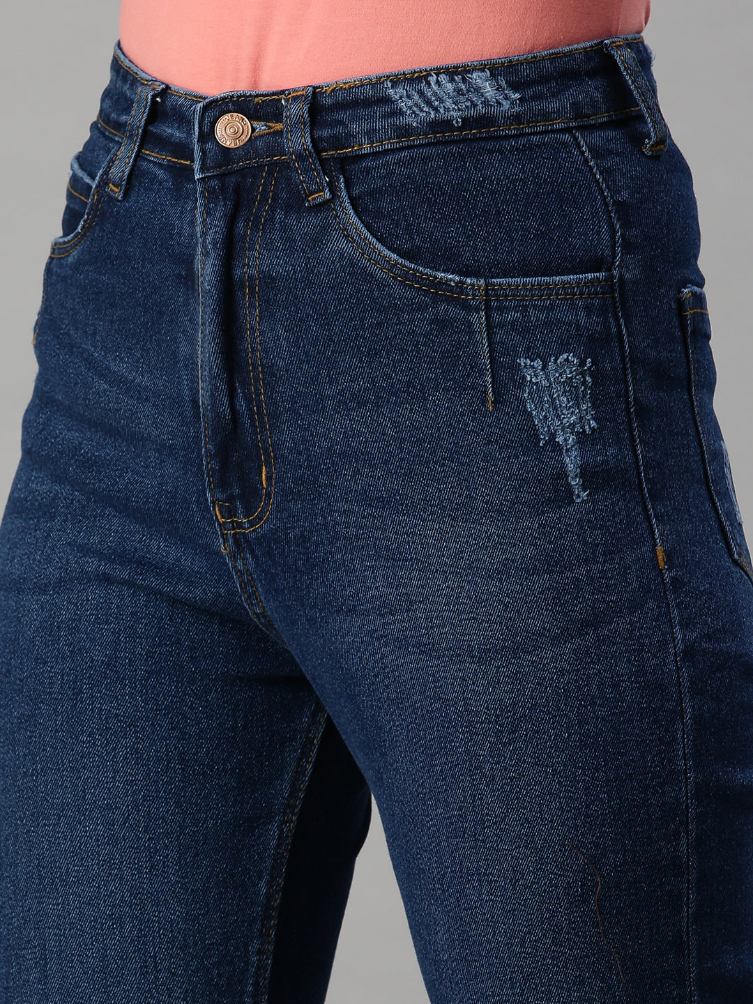 Women's Denim Mom Fit Navy Blue Jeans