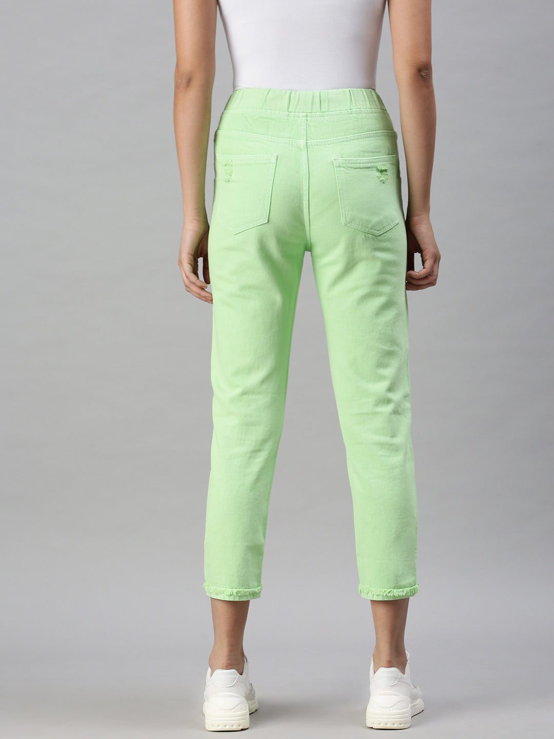 Women's Denim Jogger Lime Green Jeans