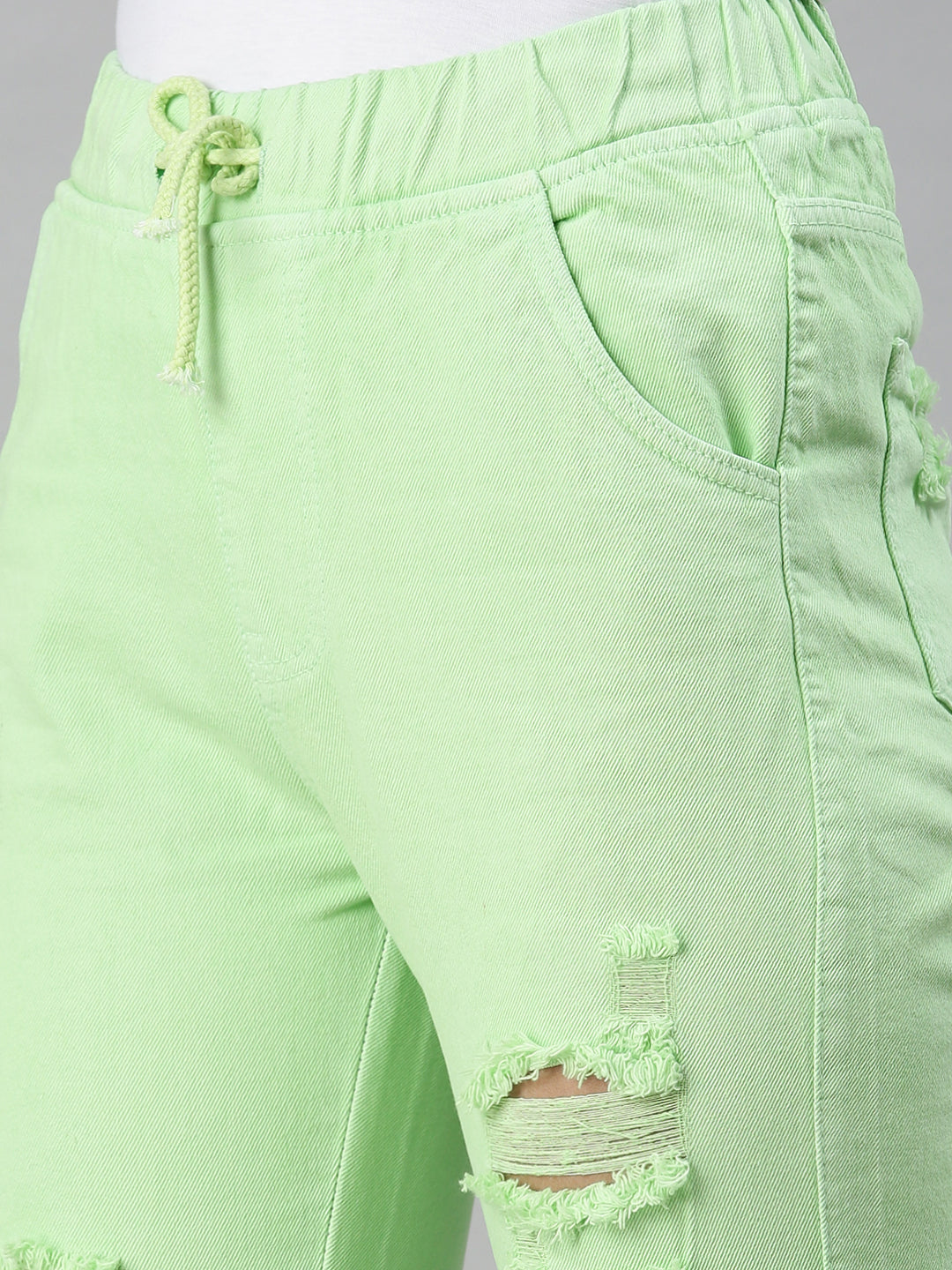 Women's Denim Jogger Lime Green Jeans