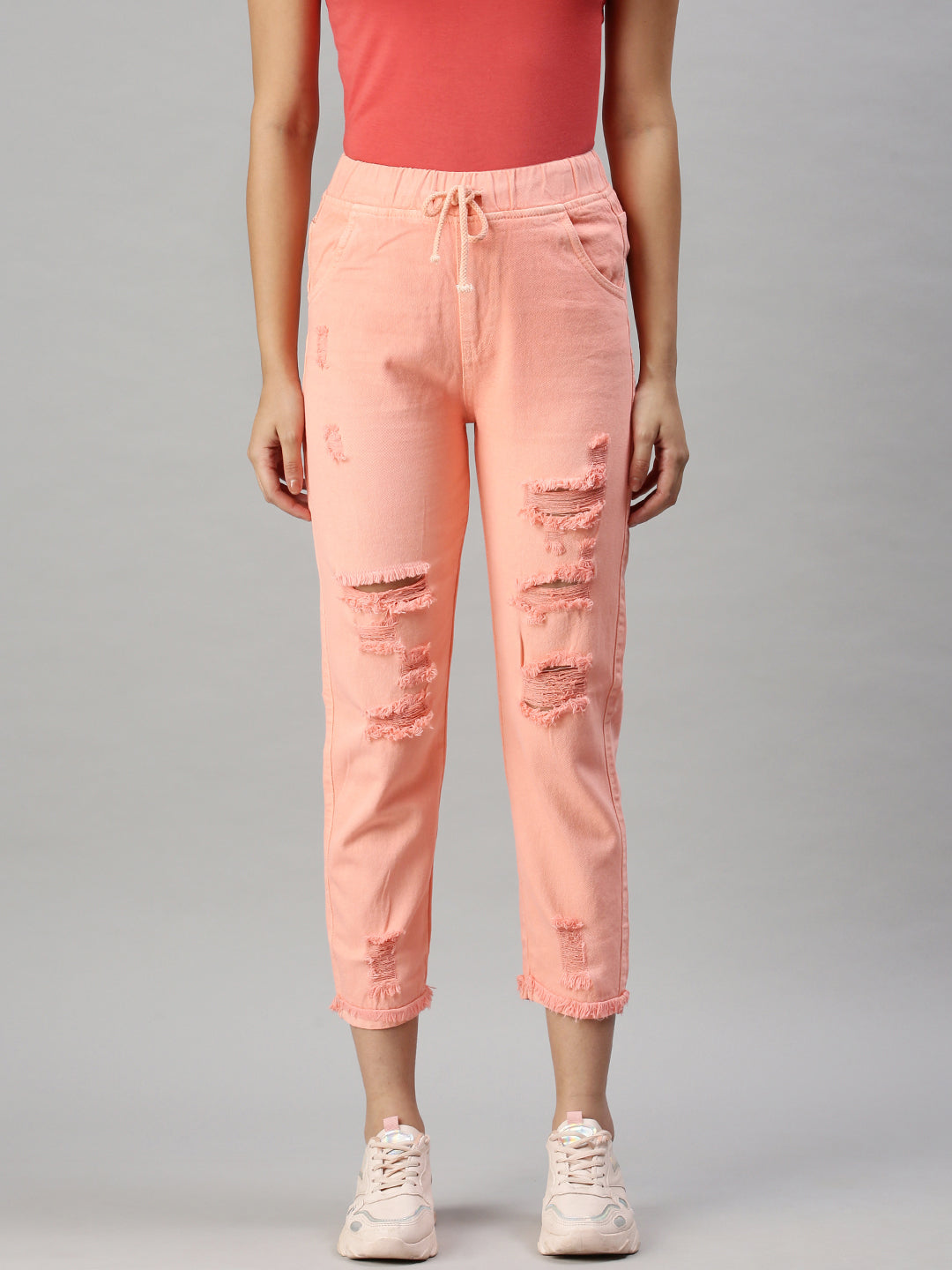 Women's Denim Pink Jogger Jeans