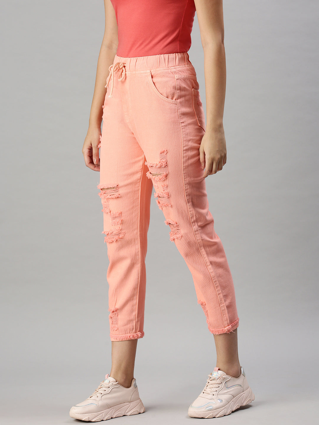 Women's Denim Pink Jogger Jeans