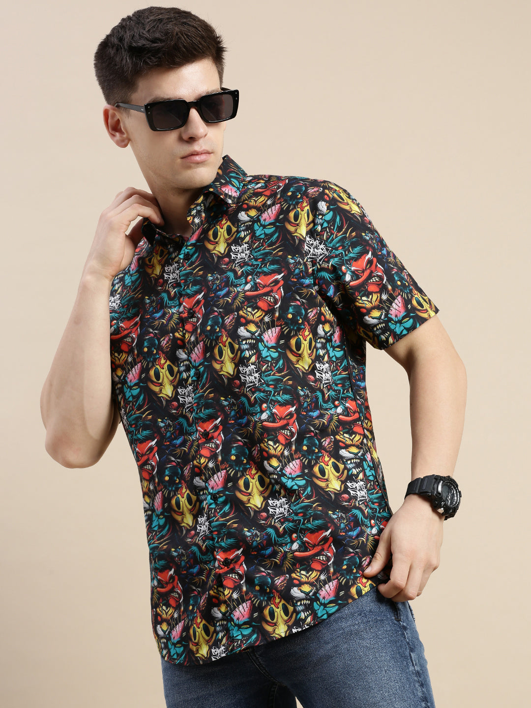 Men Multi Graphics Casual Shirt