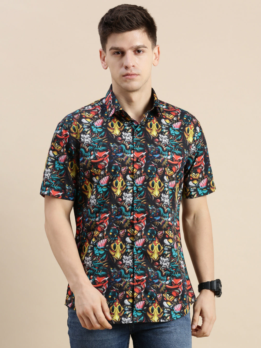 Men Multi Graphics Casual Shirt