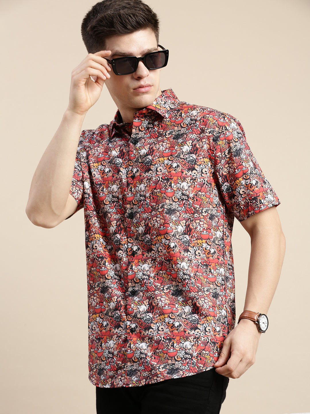 Men Multi Graphics Casual Shirt