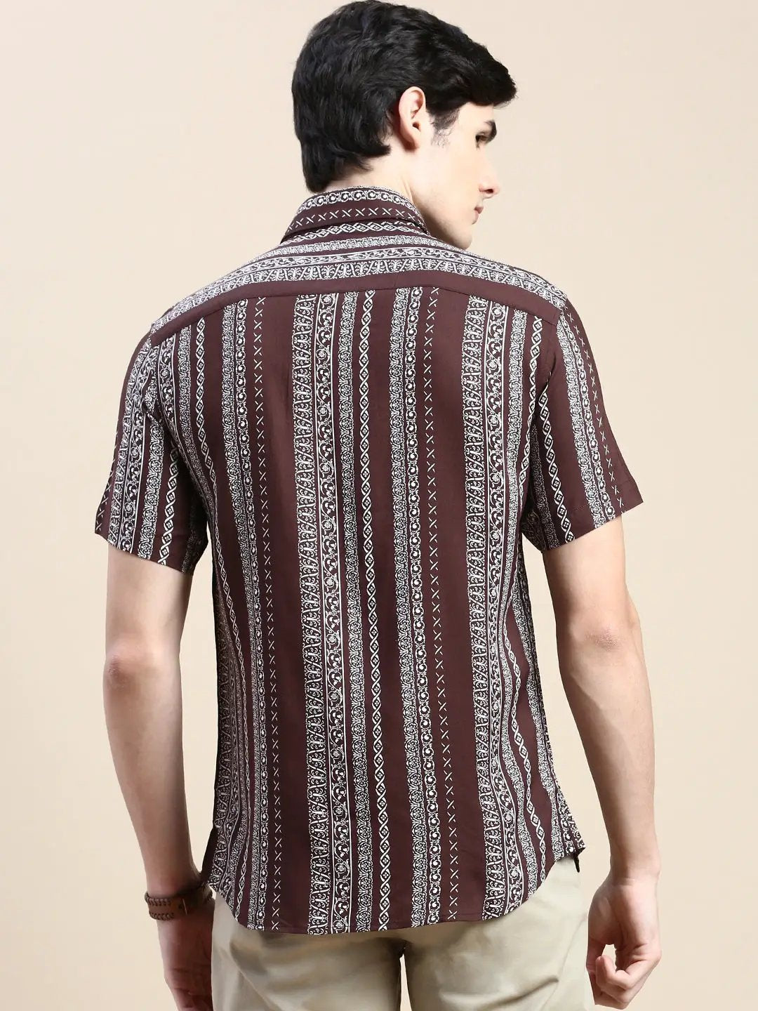 Men's Brown Printed Casual Shirt
