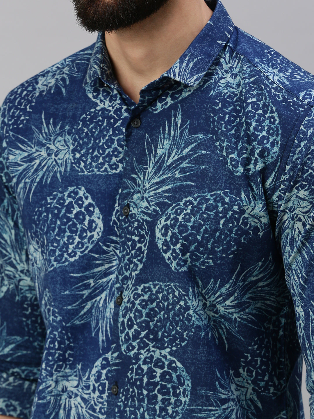 Men Blue Printed Casual Shirt