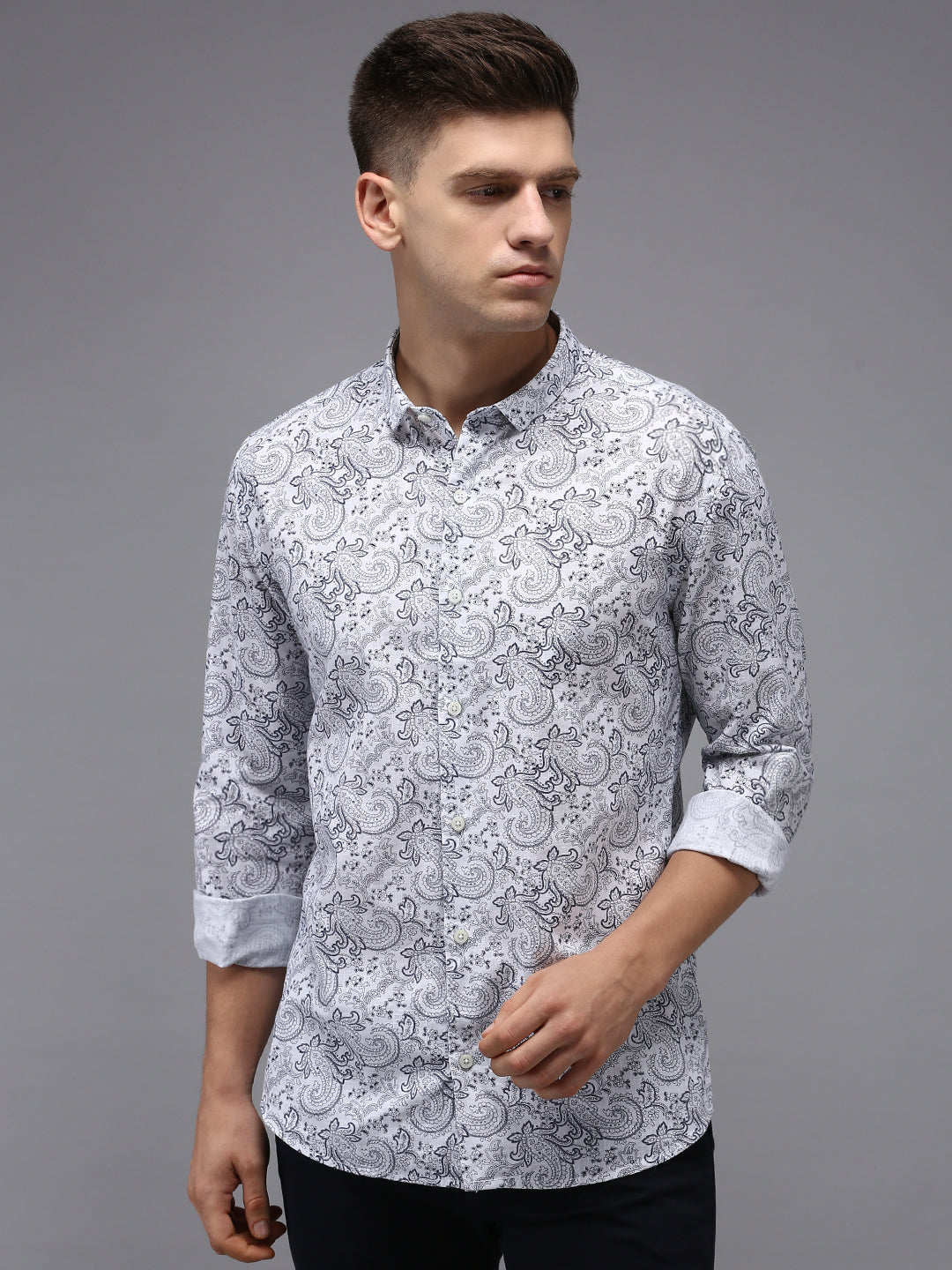 Men's White Printed Casual Shirt