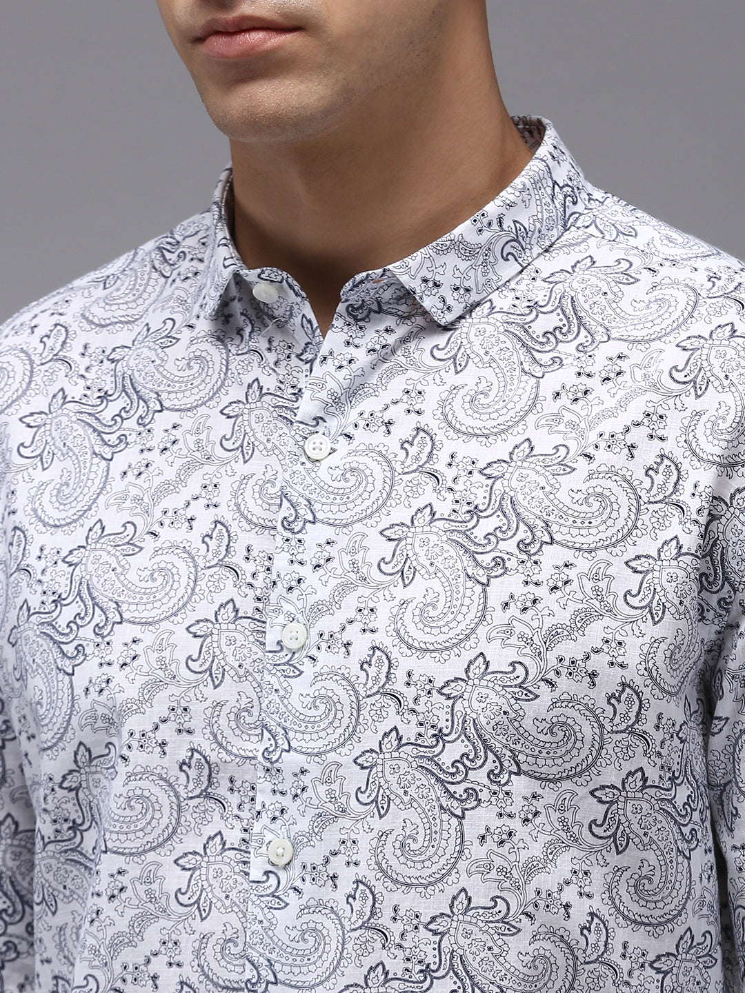 Men's White Printed Casual Shirt