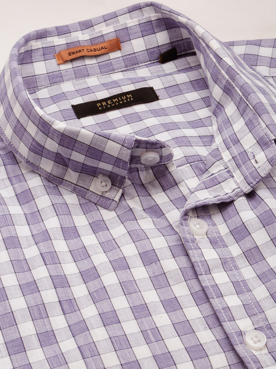 Men Purple Checked Casual Shirt