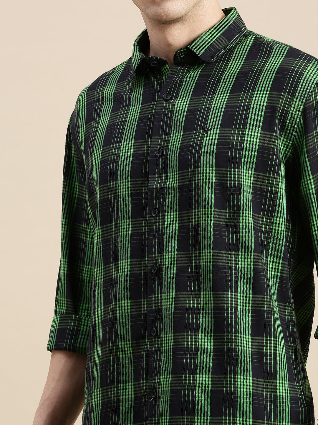 Men Black Checked Casual Shirt