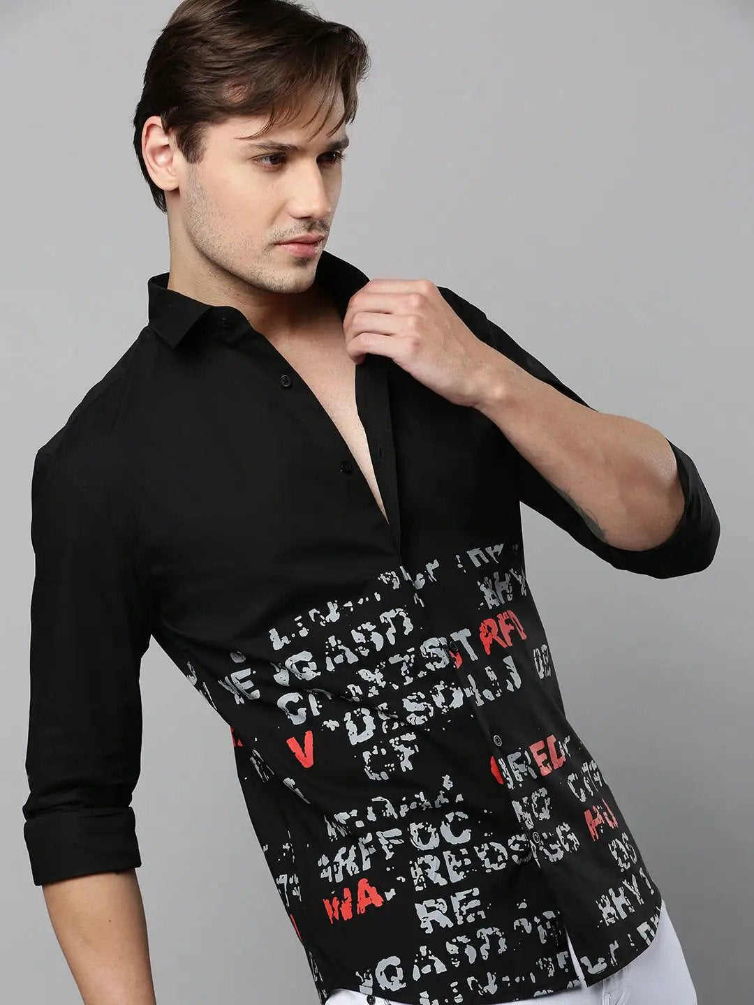 Men's Black Printed Casual Shirt