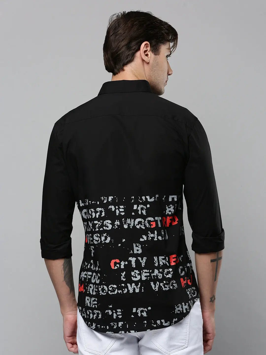 Men's Black Printed Casual Shirt