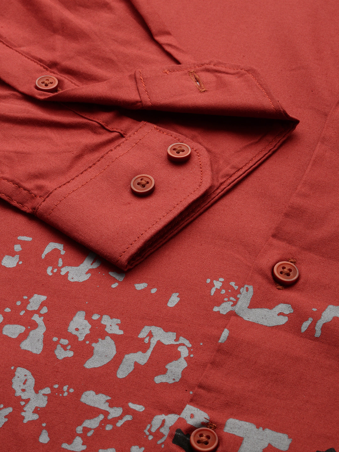 Men Rust Printed Casual Shirt