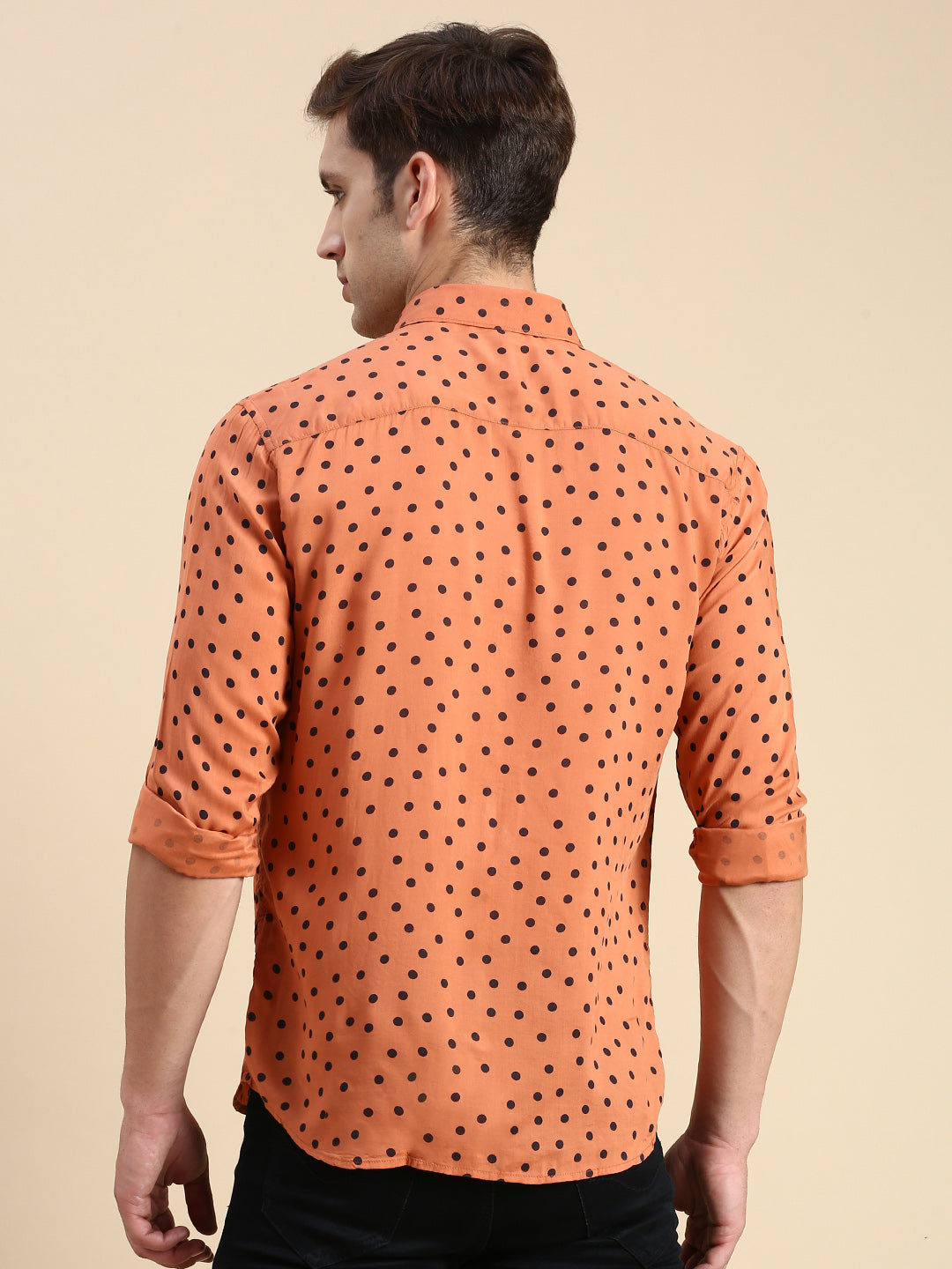 Men Rust Printed Casual Shirt