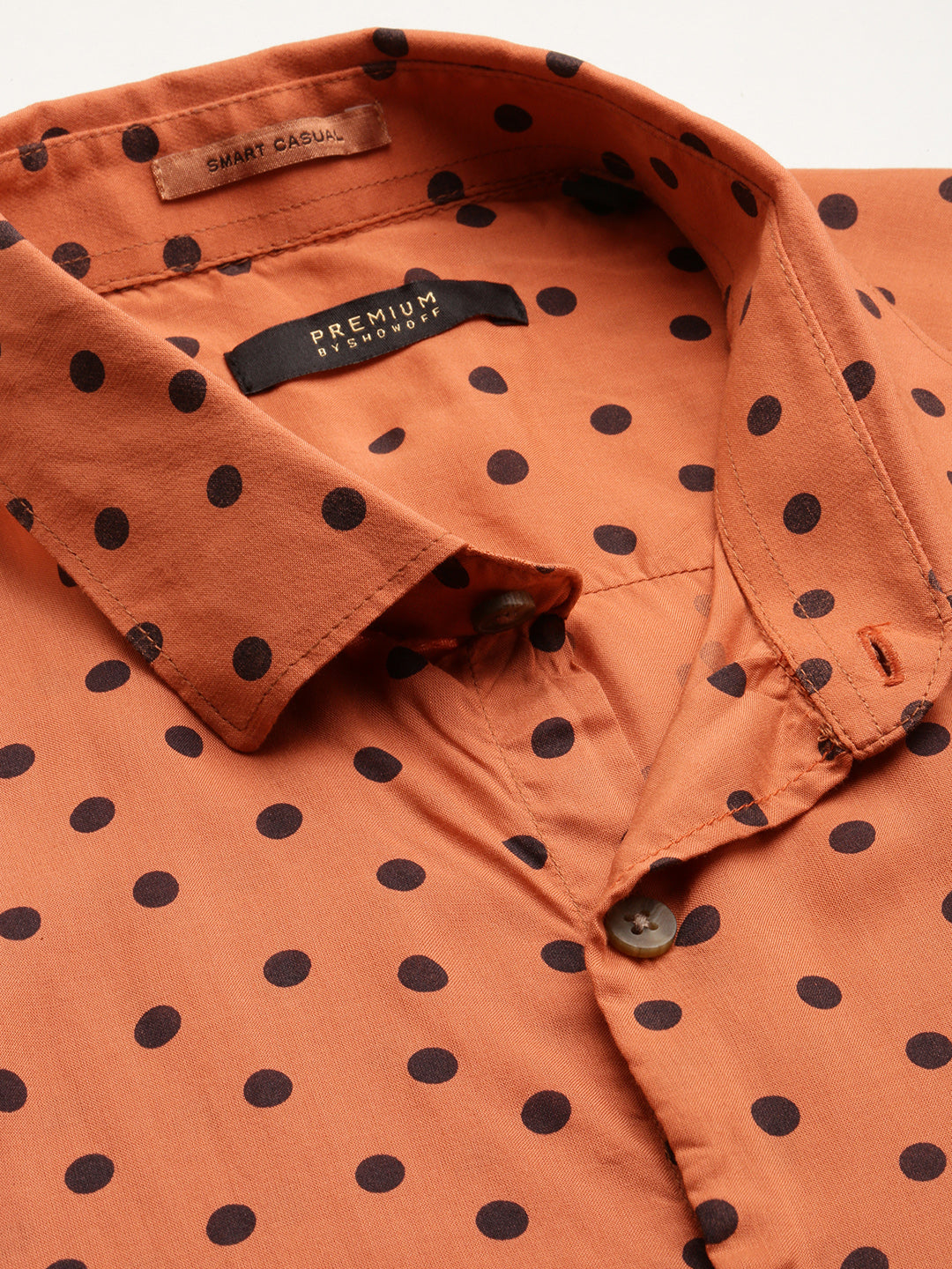 Men Rust Printed Casual Shirt