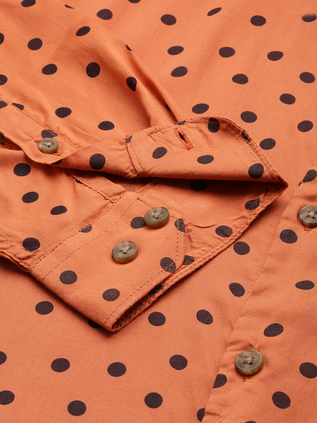 Men Rust Printed Casual Shirt