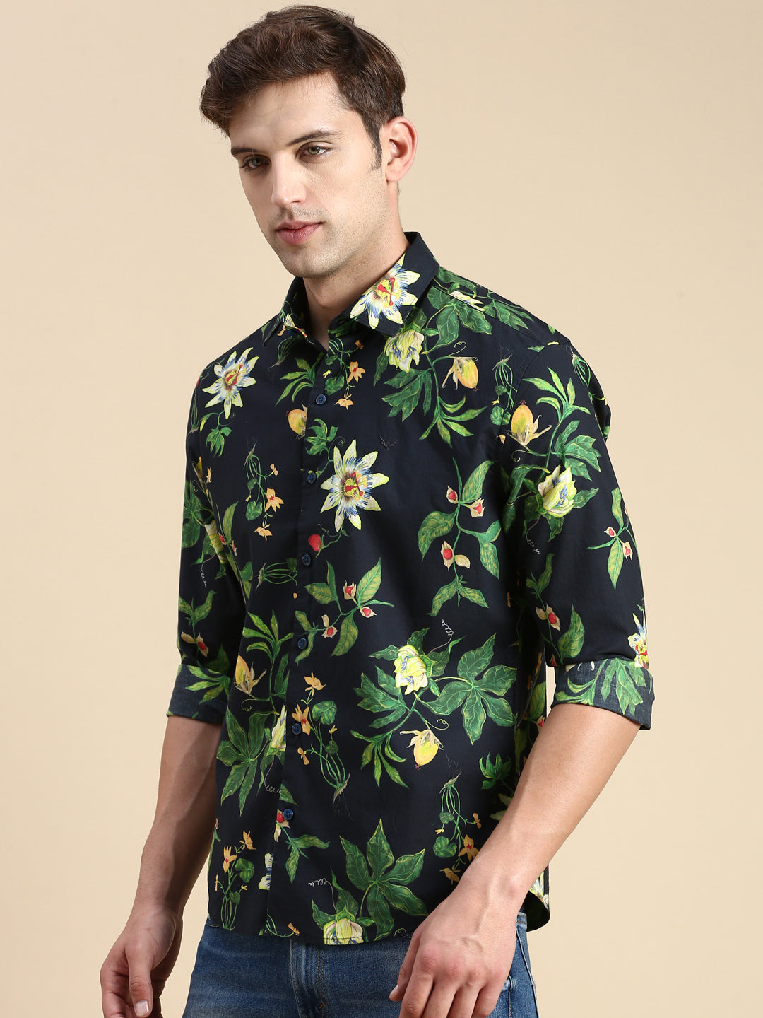 Men Navy Printed Casual Shirt