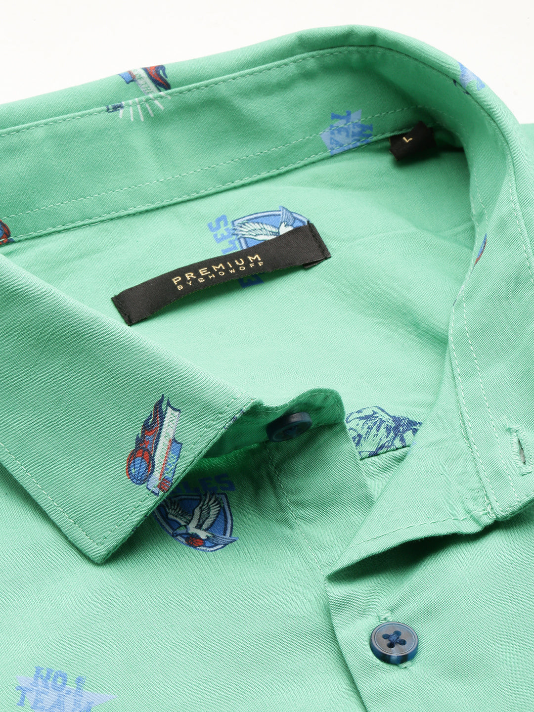 Men Green Printed Casual Shirt