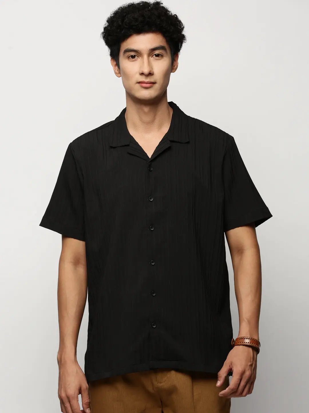 Men's Black Striped Shirt