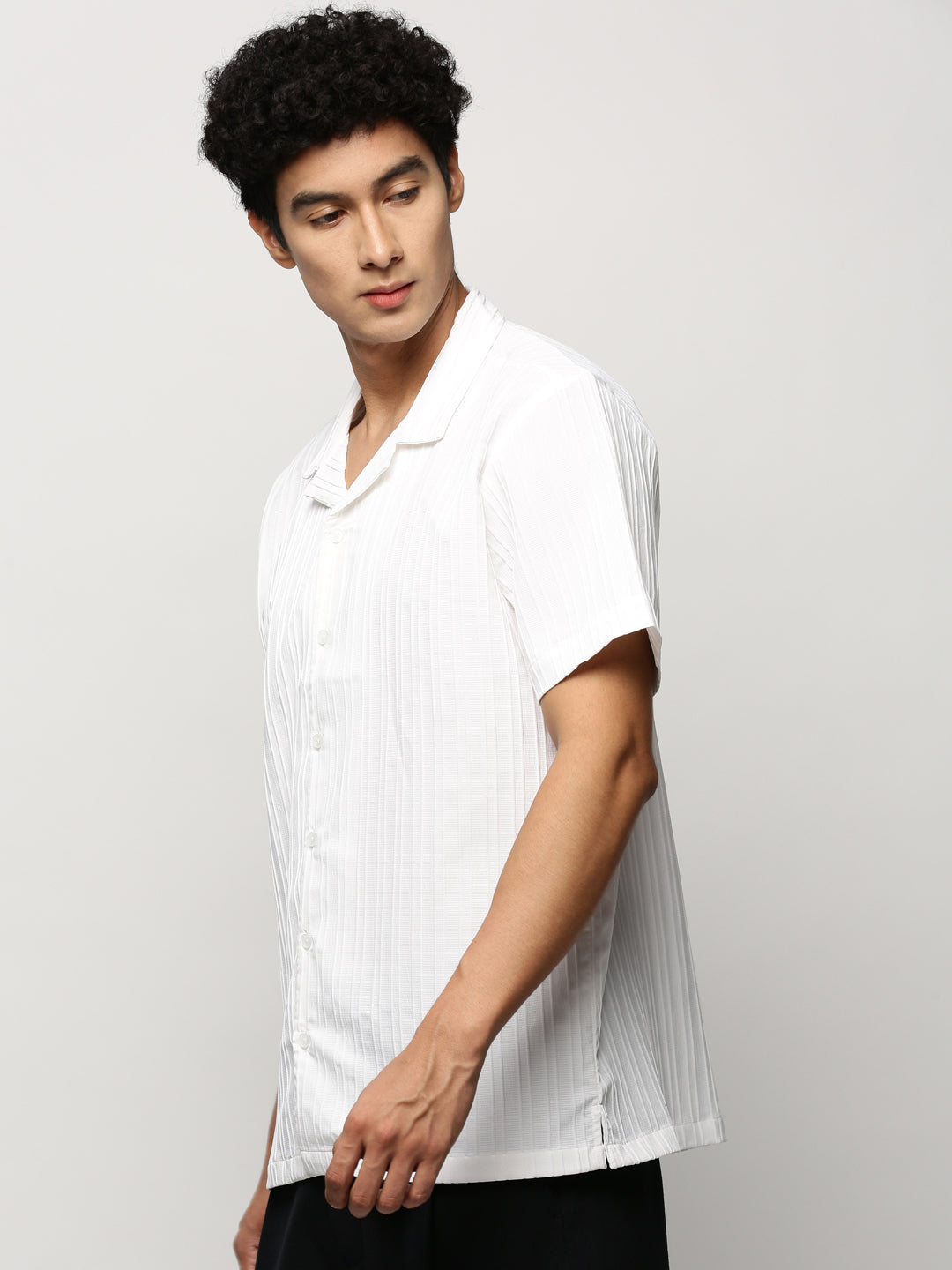 Men White Striped Shirt