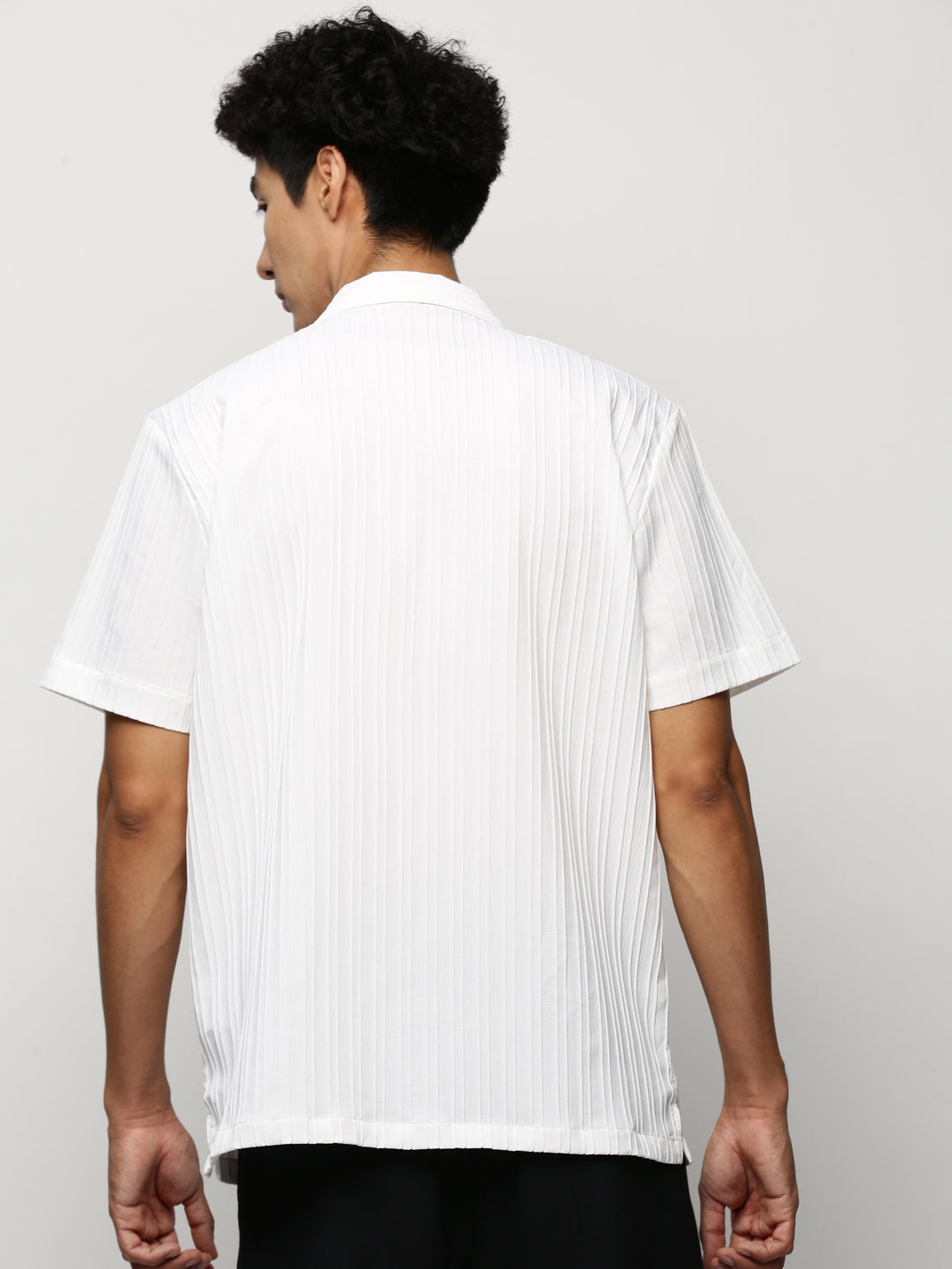 Men White Striped Shirt