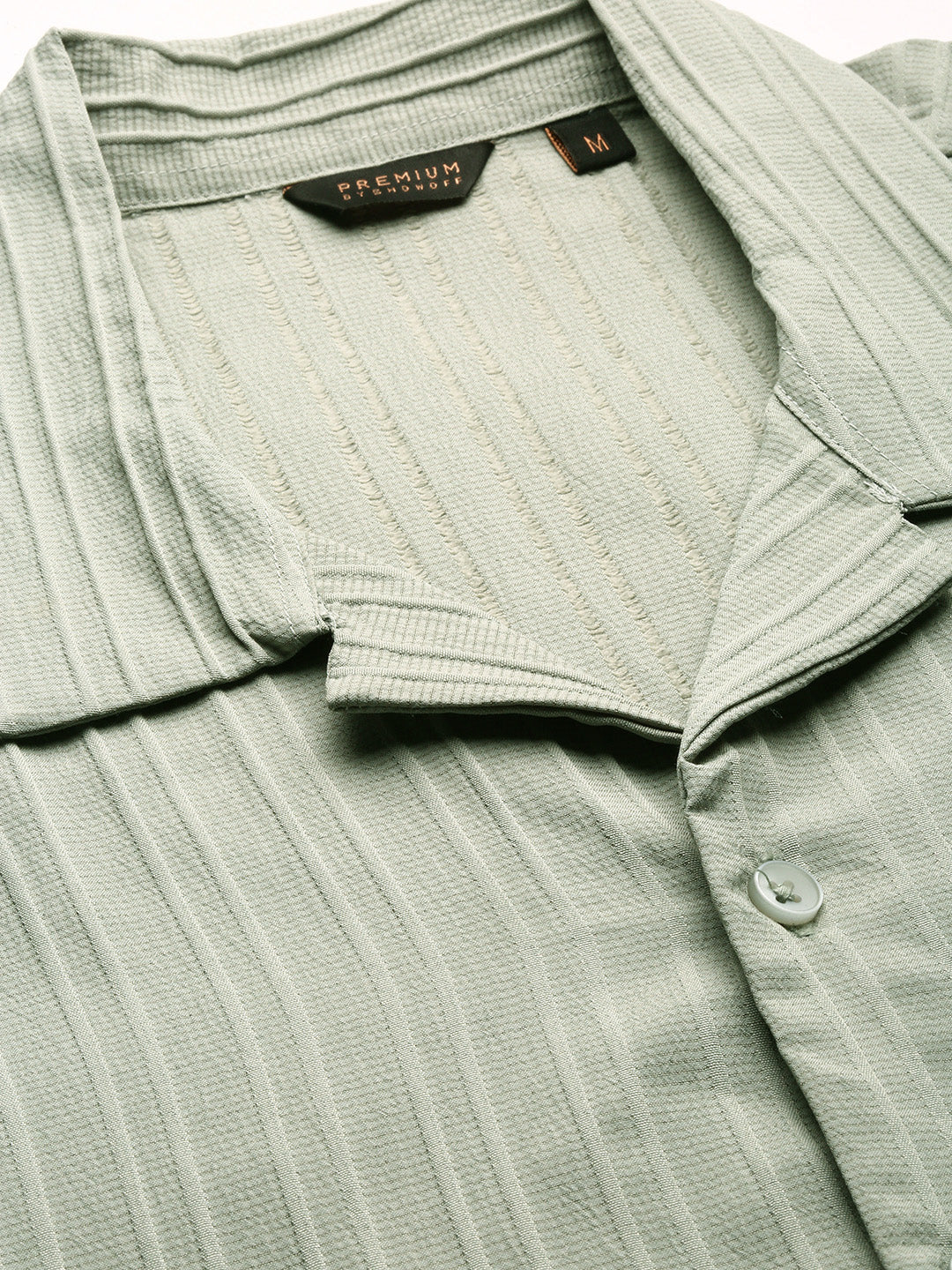 Men Green Striped Shirt