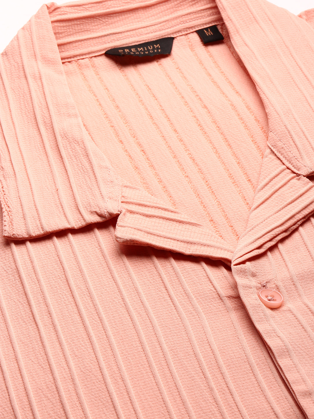 Men Peach Striped Shirt