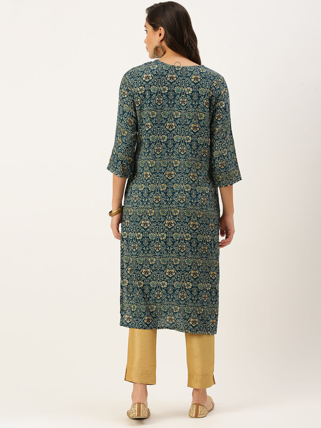 Women's Blue Printed Straight Kurtas