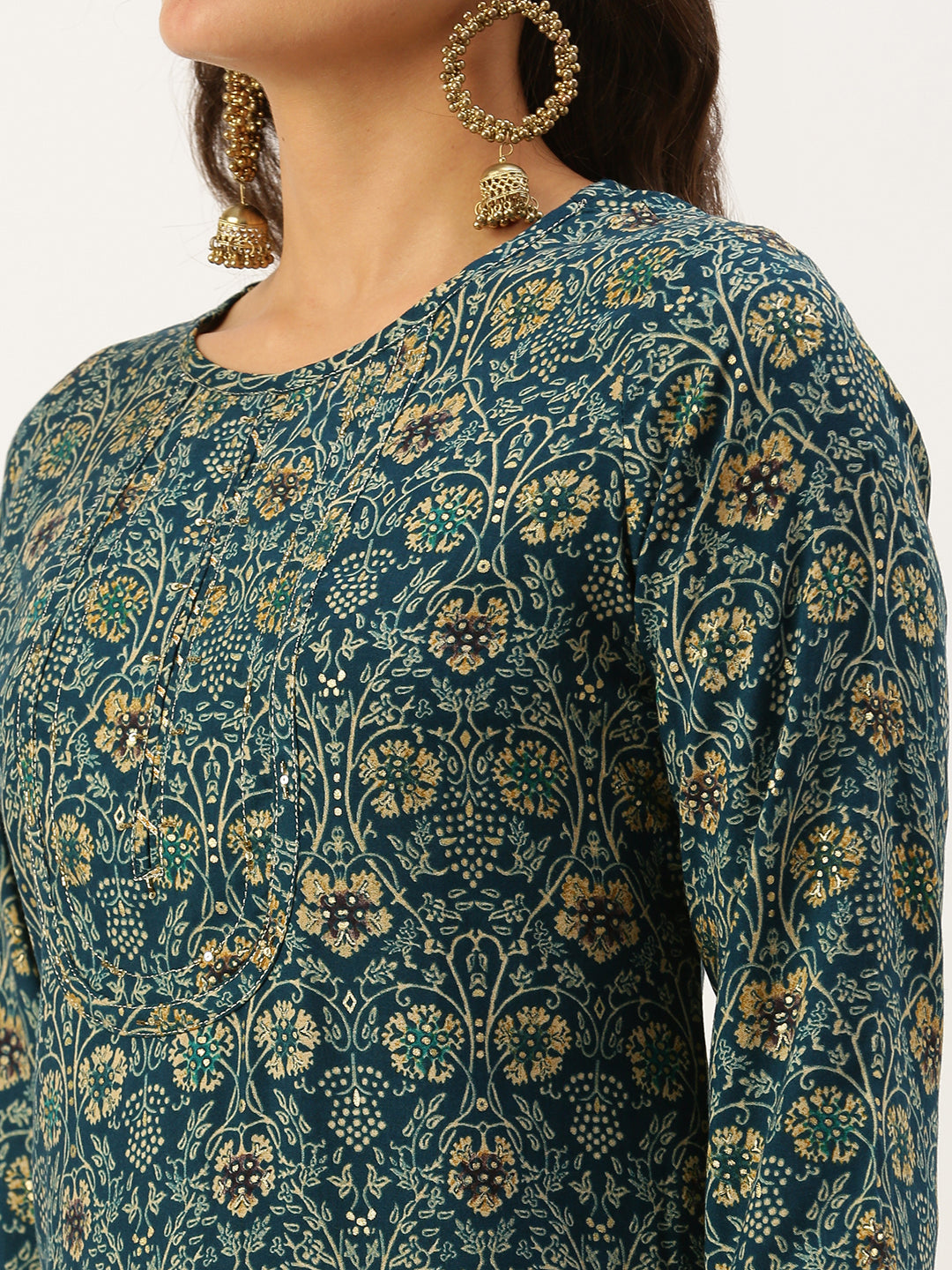 Women's Blue Printed Straight Kurtas