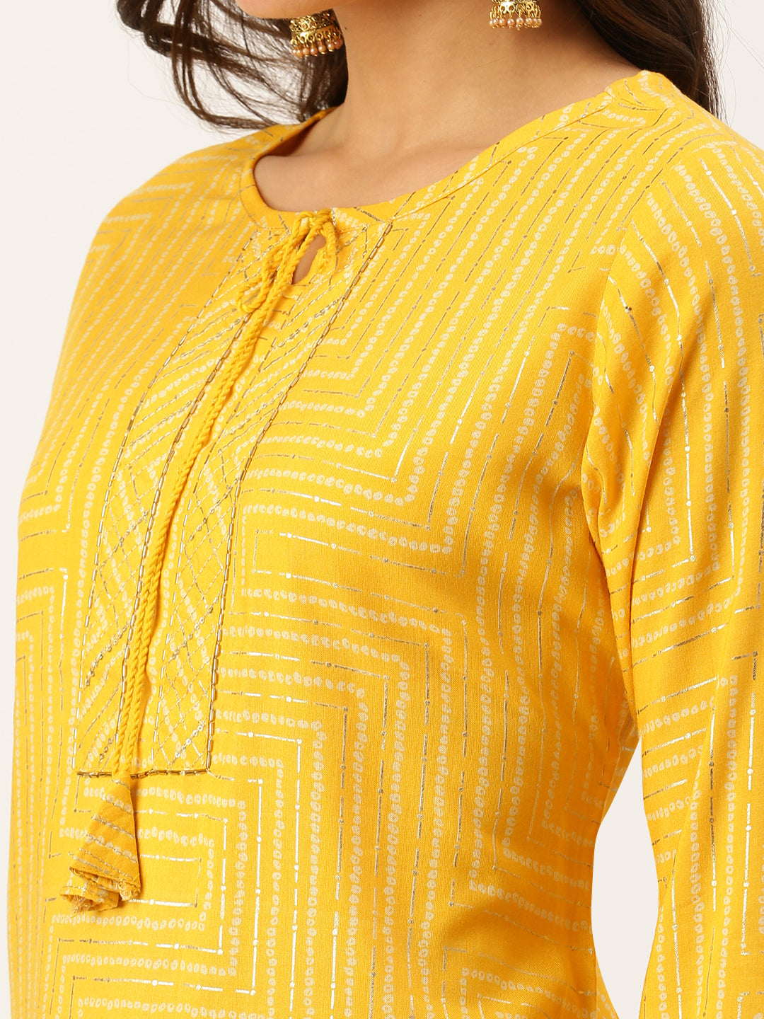 Women's Yellow Printed Straight Kurtas