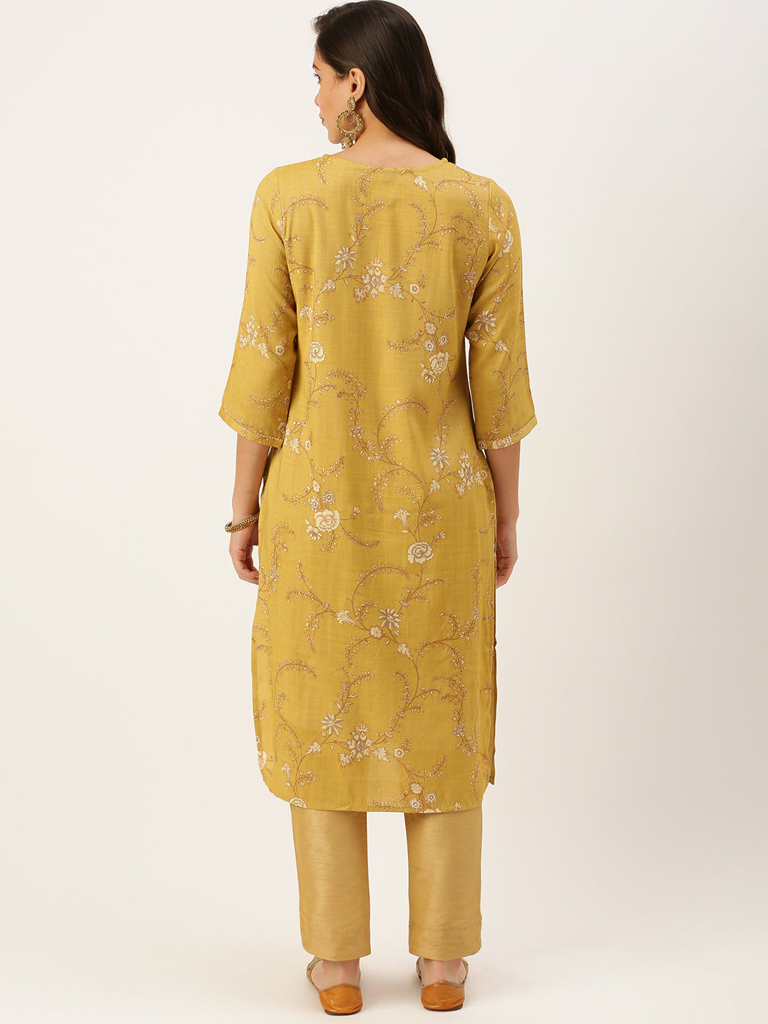 Women's Yellow Printed Straight Kurtas