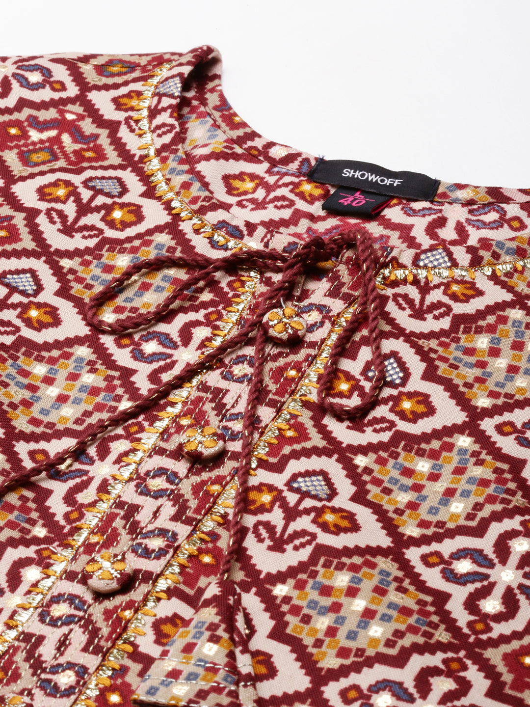 Women's Maroon Printed Straight Kurta