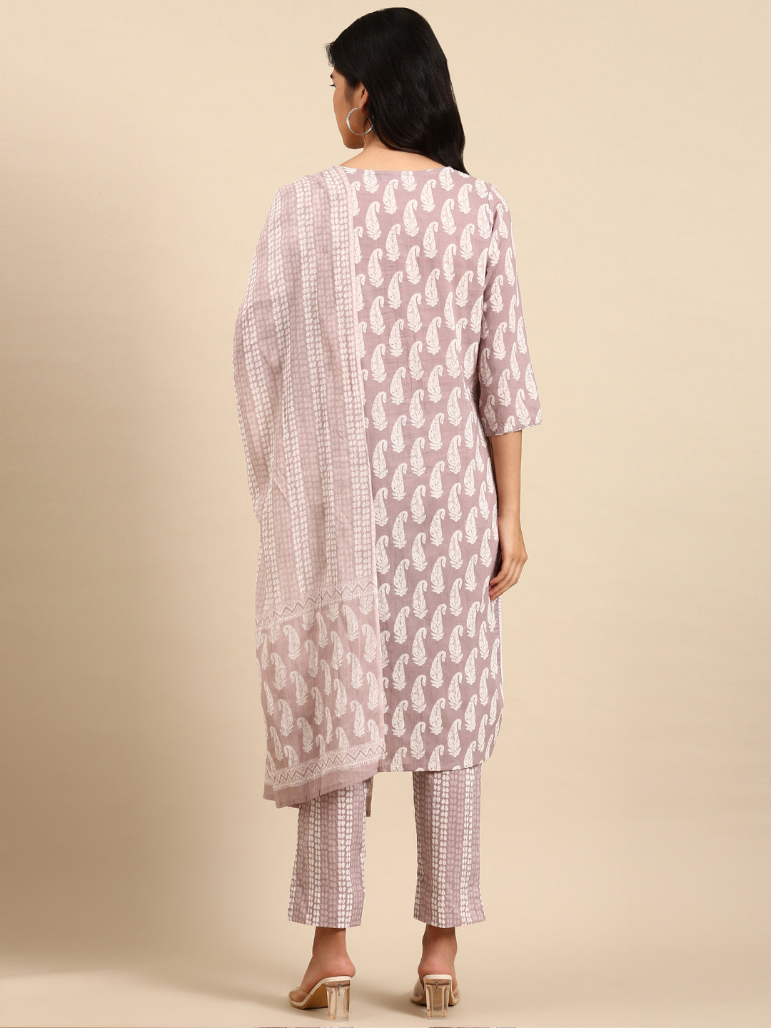 Women's Mauve Printed Kurta Set