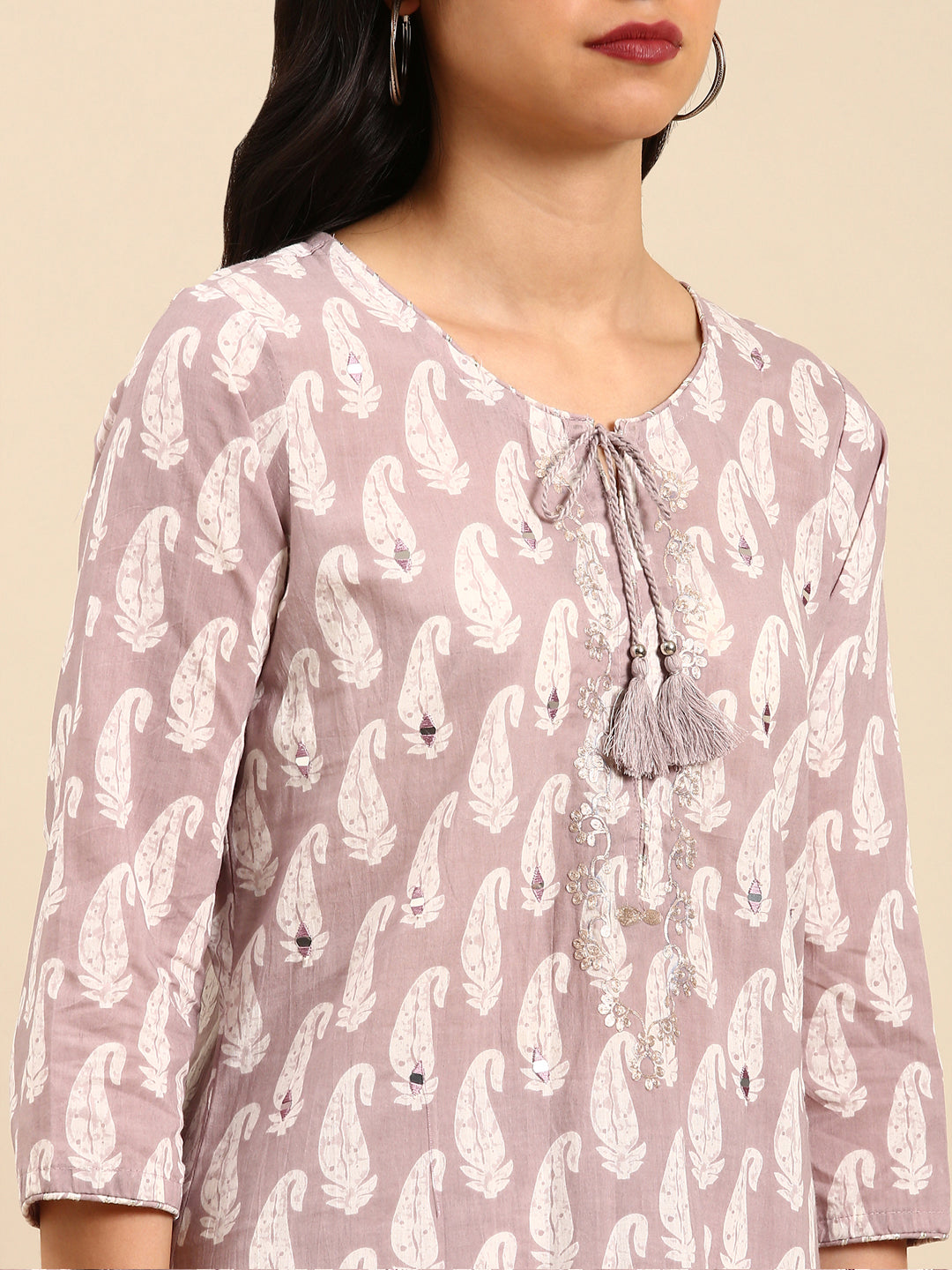 Women's Mauve Printed Kurta Set
