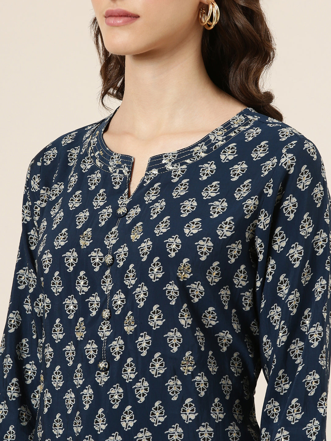 Women Teal Printed Straight Kurta