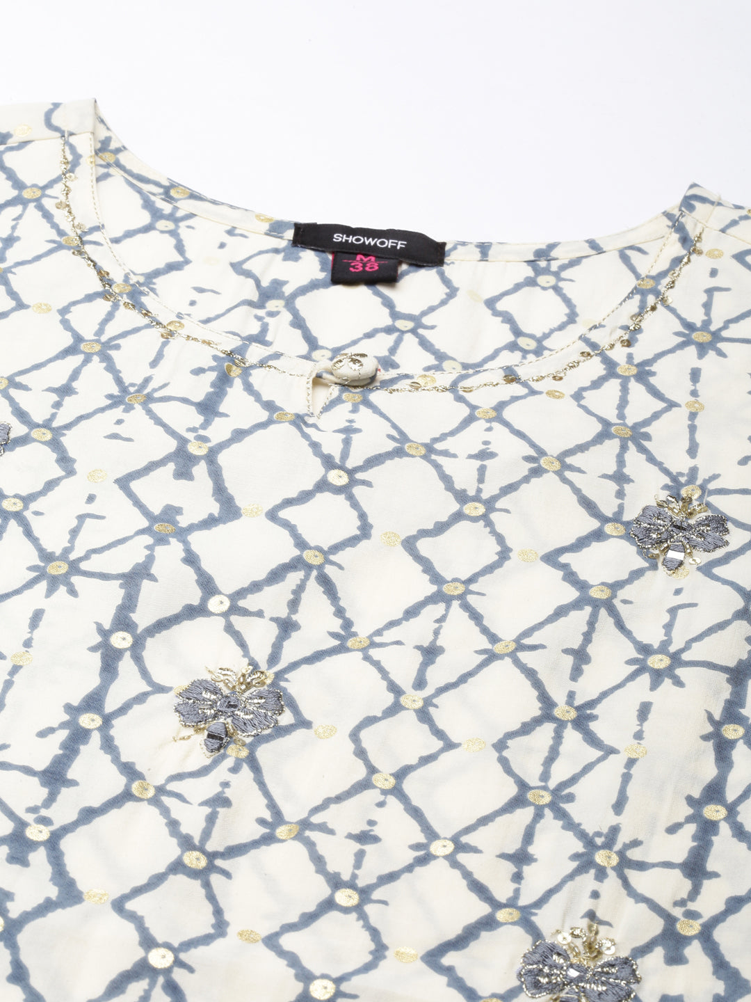 Women's Cream Geometrical Straight Kurta