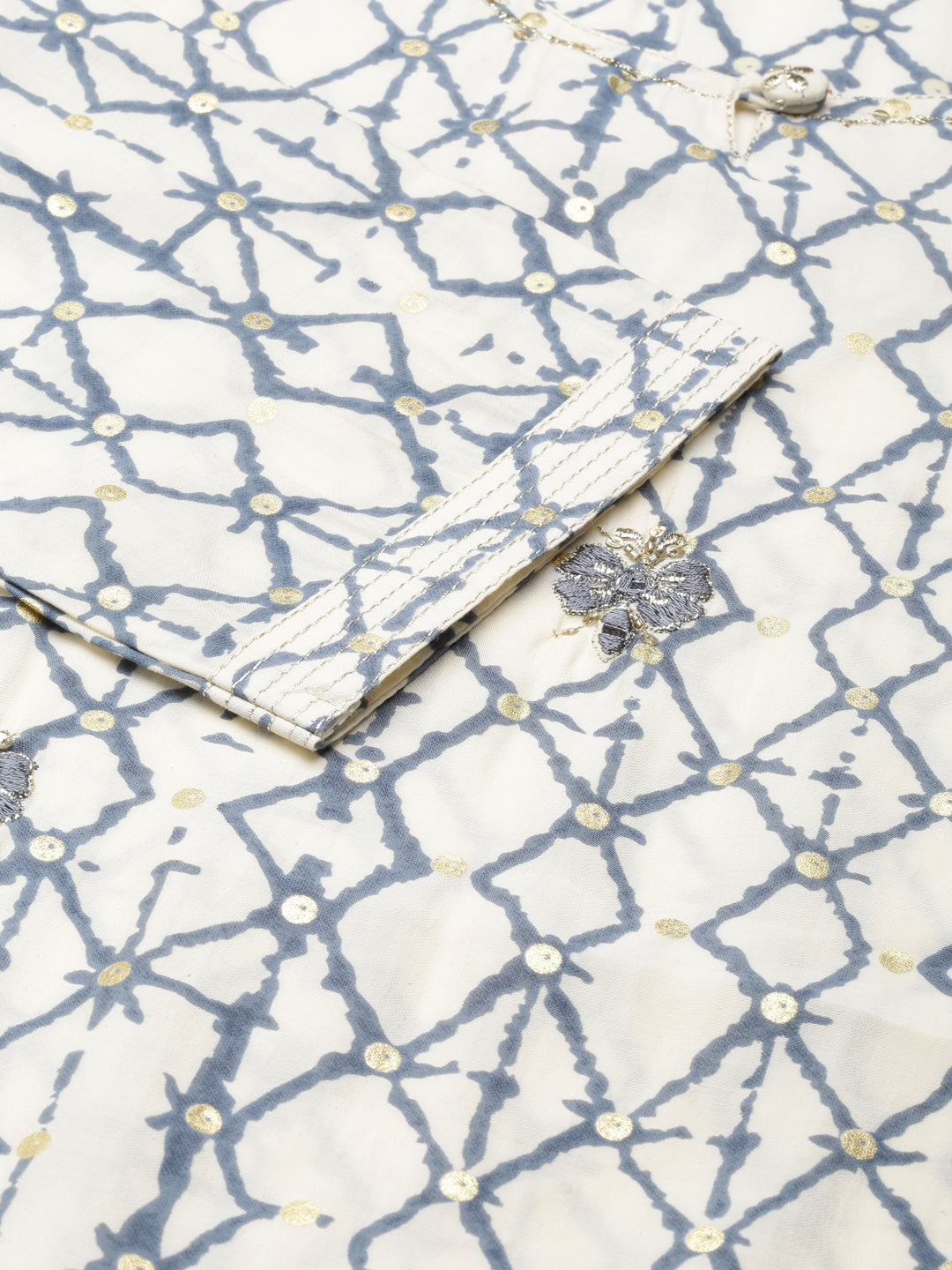 Women's Cream Geometrical Straight Kurta