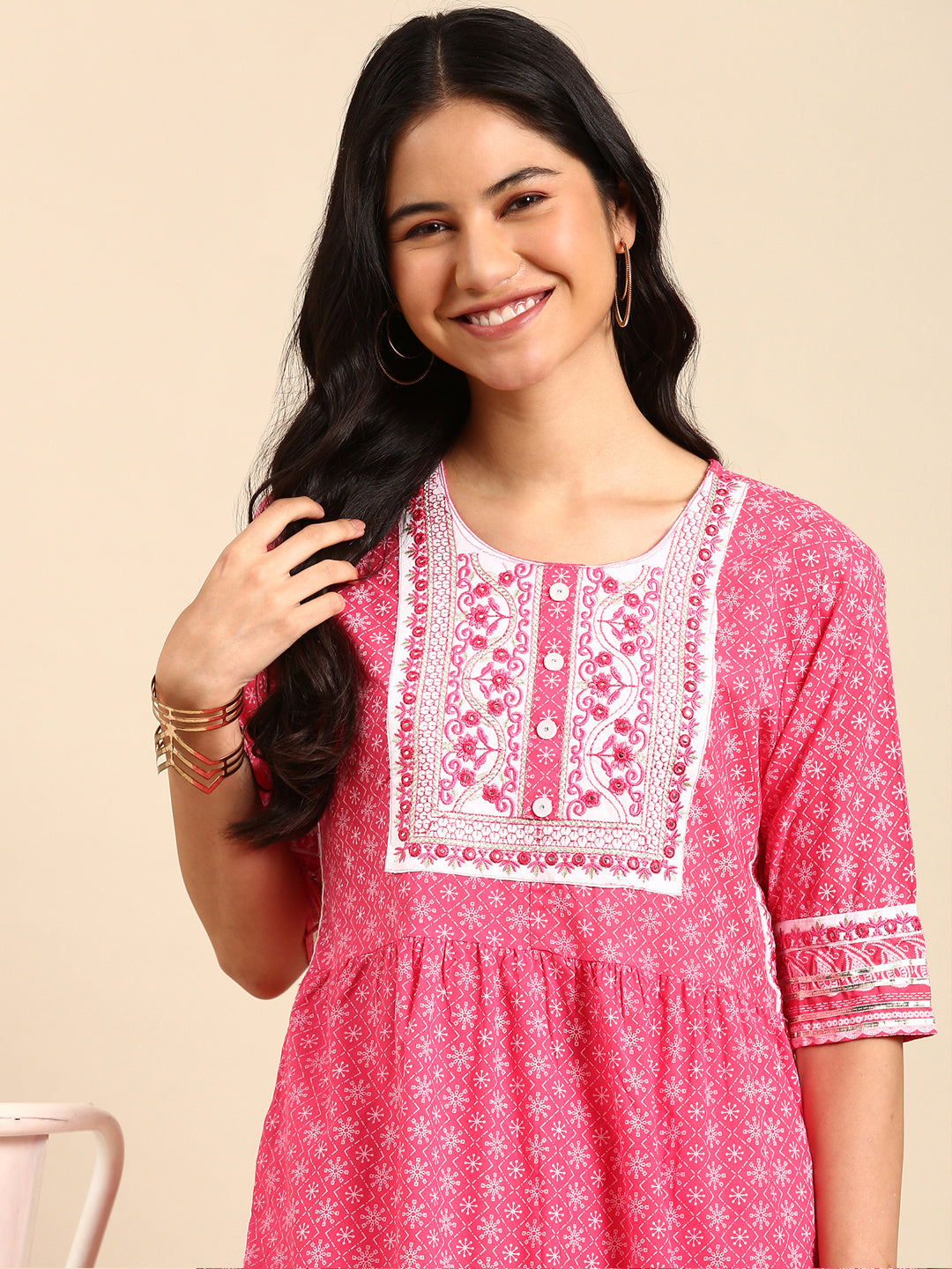 Women's Pink Printed Kurta Set