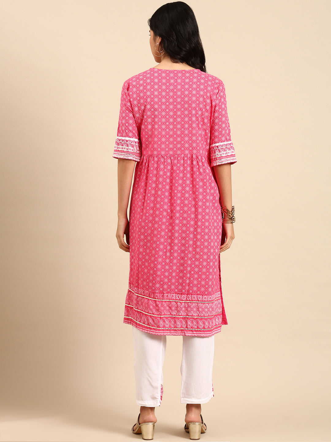 Women's Pink Printed Kurta Set